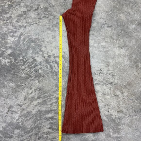 Urban Outfitters UO Rosie Ribbed Flare Pants M Cotton Blend Burnt Orange Ribbed - Picture 14 of 14